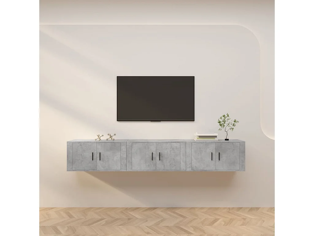 Meubles TV muraux 3 pcs gris béton 80x34,5x40 cm WET3721