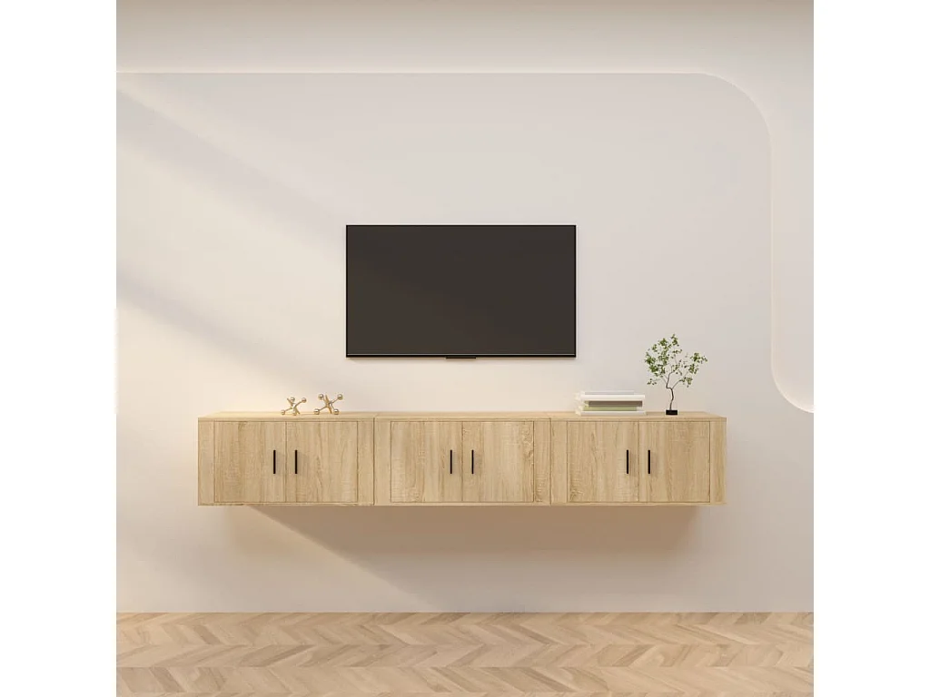 TV-Schränke,TV-Wandschränke 3 Stk. Sonoma-Eiche 80x34,5x40 cm -gkd708687