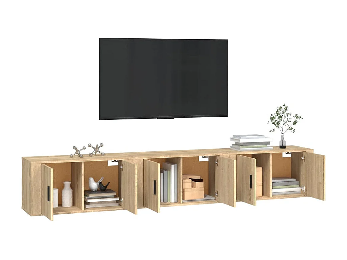 TV-Schränke,TV-Wandschränke 3 Stk. Sonoma-Eiche 80x34,5x40 cm -gkd708687