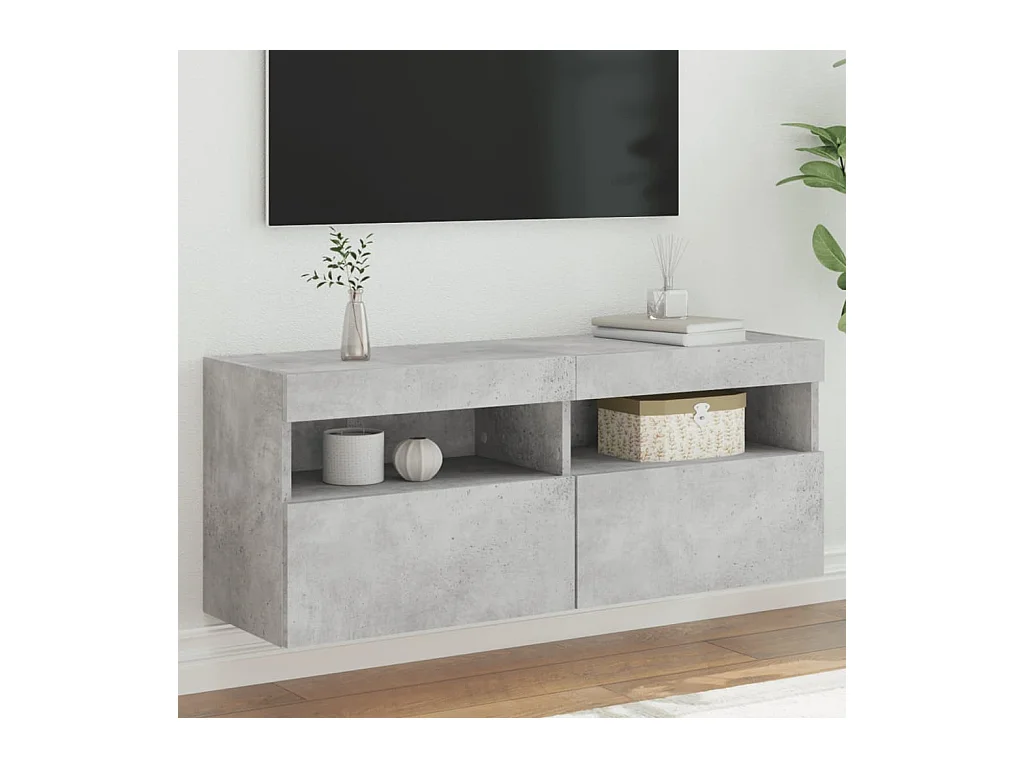 Tv-wandmeubel met LED-verlichting 100x30x40 cm betongrijs NL631366