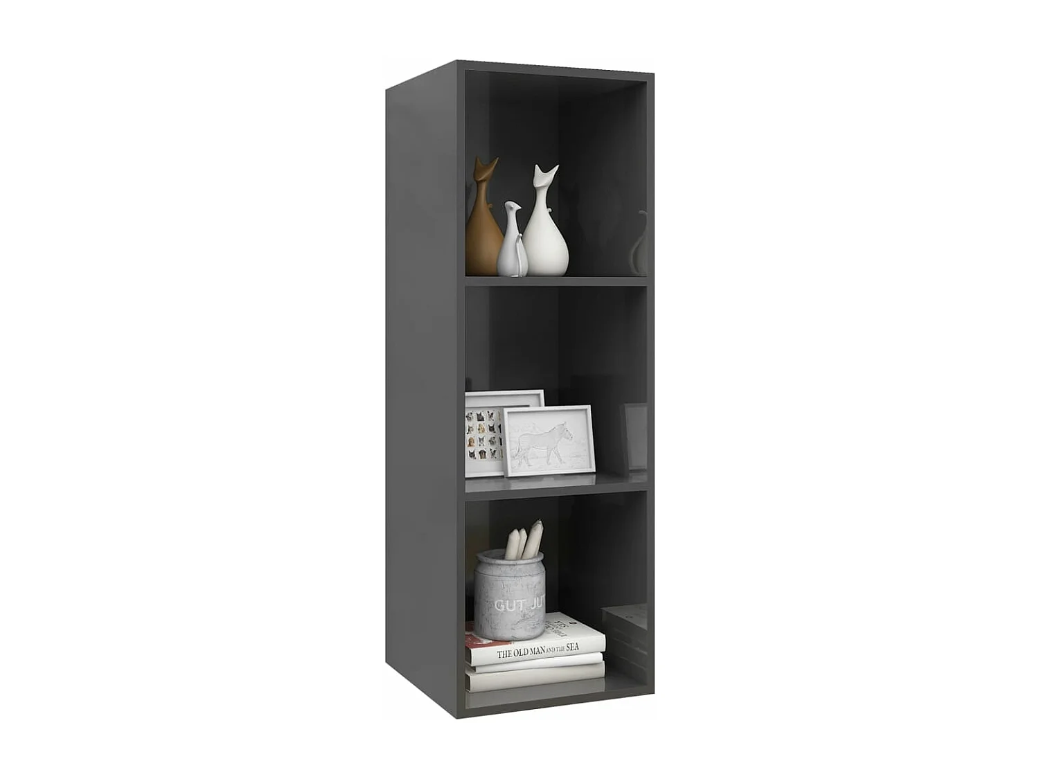 TV-Wandschrank,TV-Hängeschrank Hochglanz-Grau 37x37x107 cm Holzwerkstoff -gkd78931