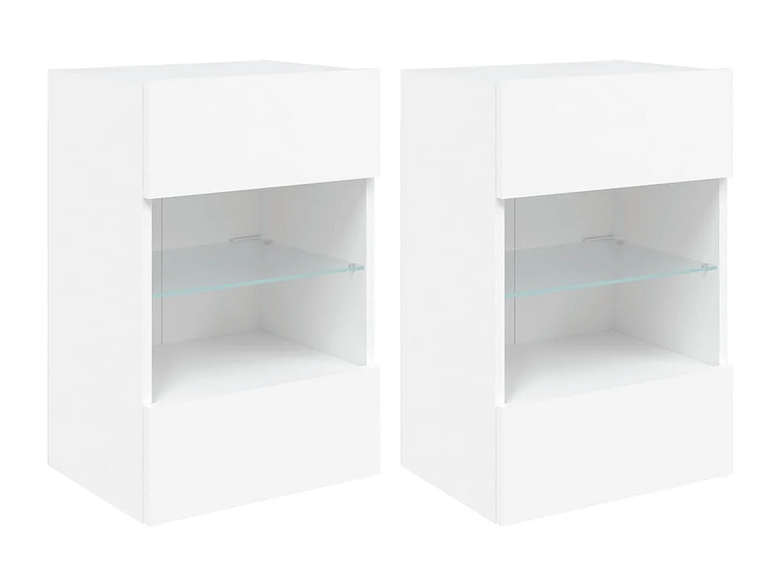 2er TV-Schränke,TV-Wandschränke mit LED-Leuchten Weiß 40x30x60,5 cm -gkd145991