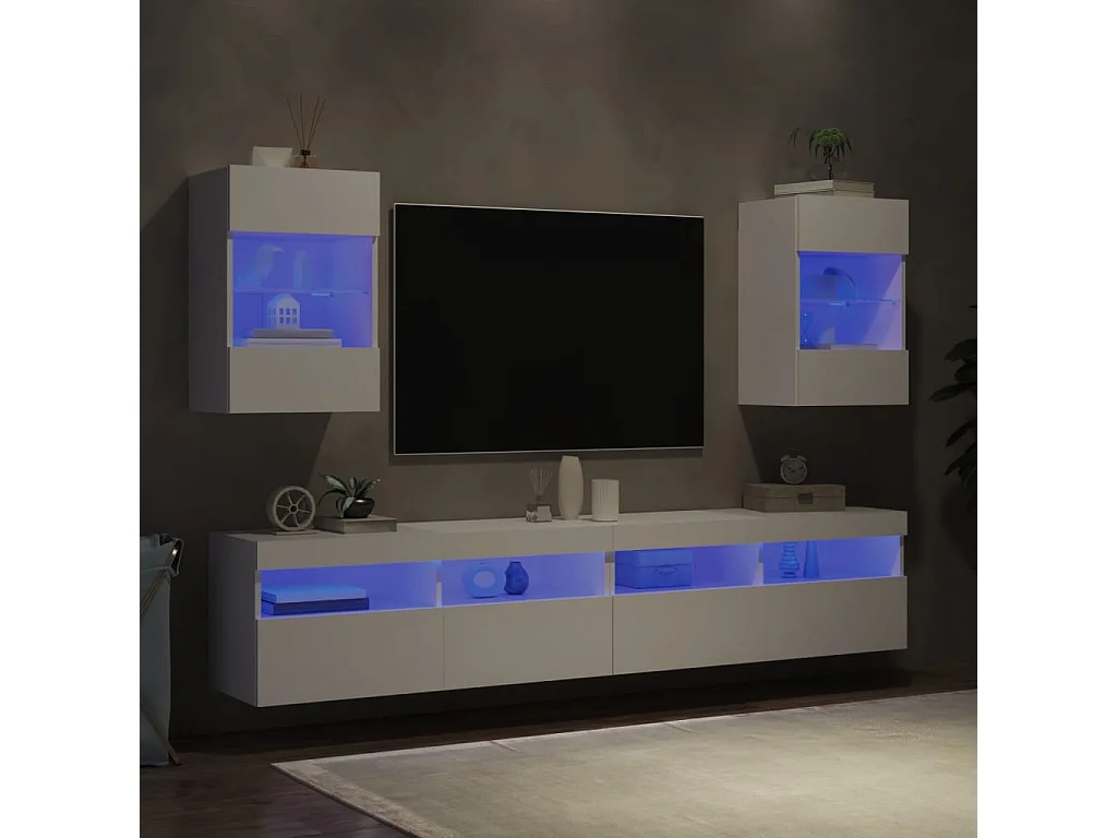 Móveis de parede p/ TV com luzes LED 2 pcs 40x30x60,5 cm branco PT653906