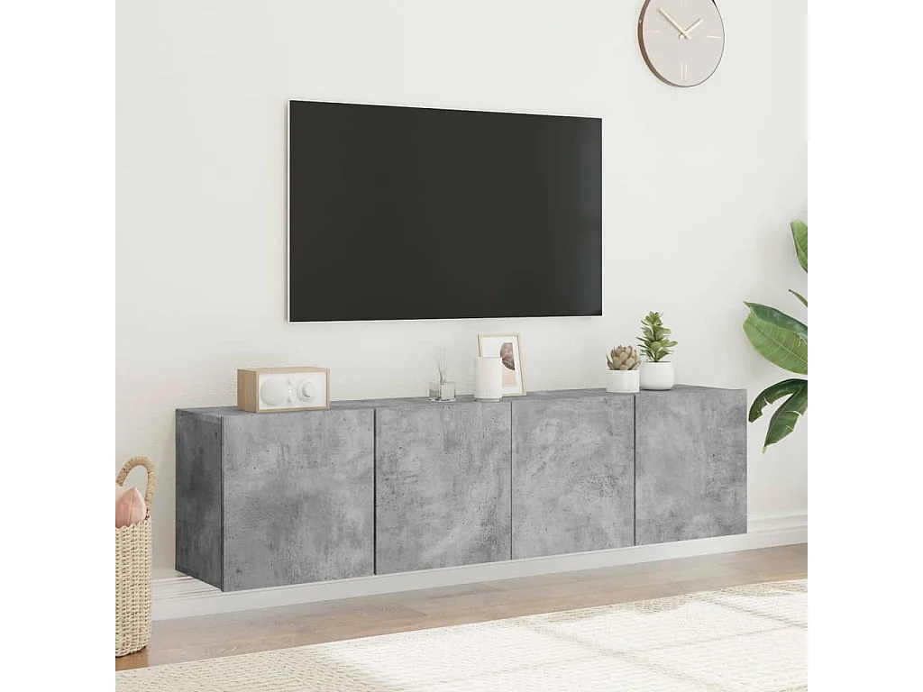 Meubles TV muraux 2 pcs gris béton 80x30x41 cm WET9663