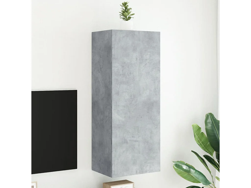 Mobile TV | Armadietto TV Parete Grigio Cemento 40,5x30x102cm Legno Multistrato