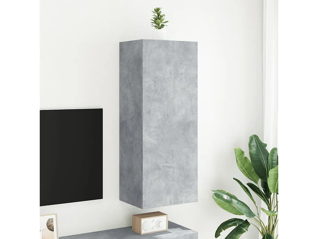 Mobile TV | Armadietto TV Parete Grigio Cemento 40,5x30x102cm Legno Multistrato