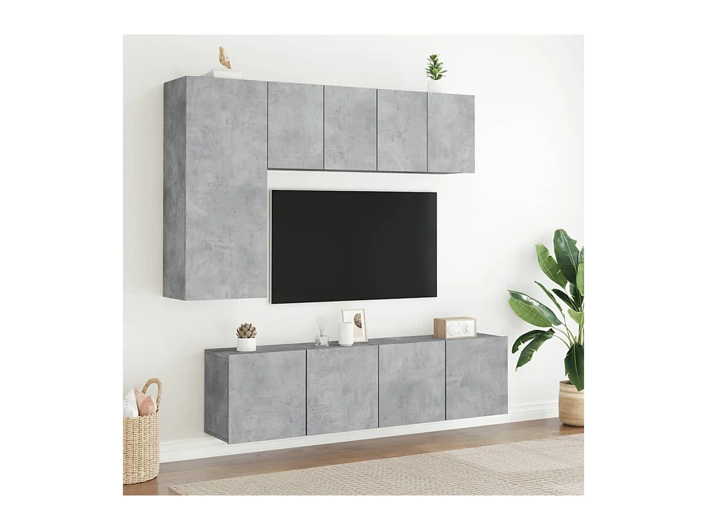 Tv-meubels 2 st wandgemonteerd 60x30x41 cm betongrijs NL285025
