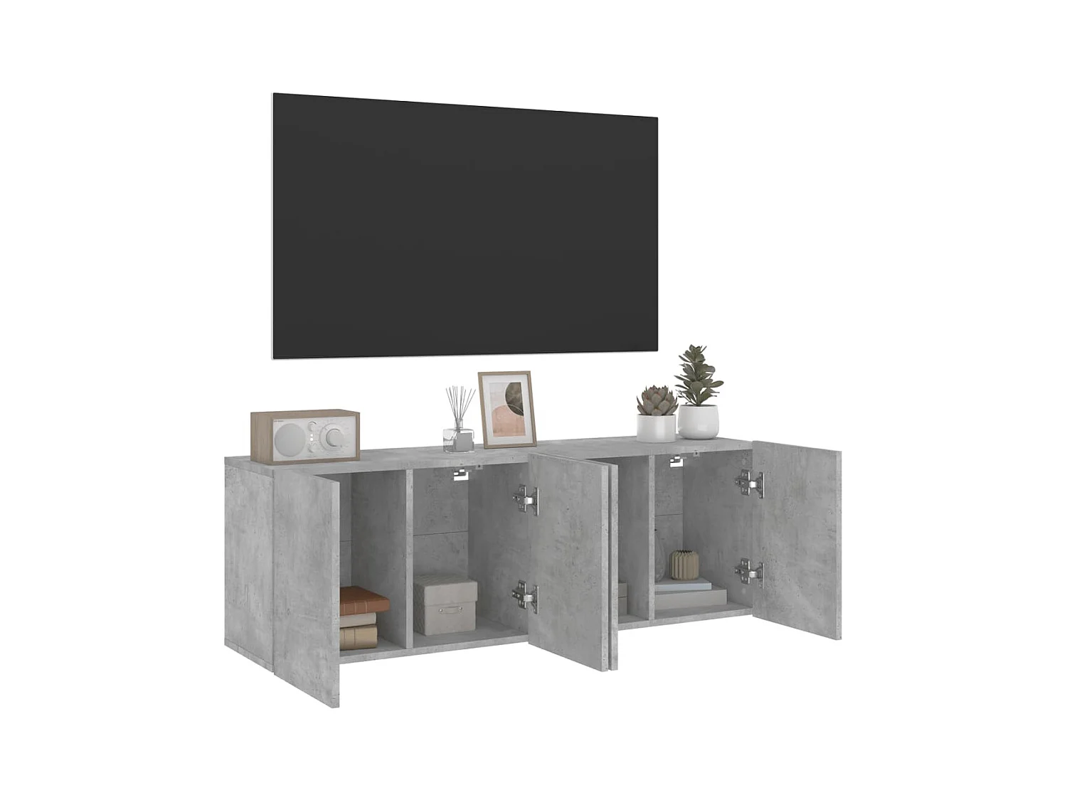 Tv-meubels 2 st wandgemonteerd 60x30x41 cm betongrijs NL285025