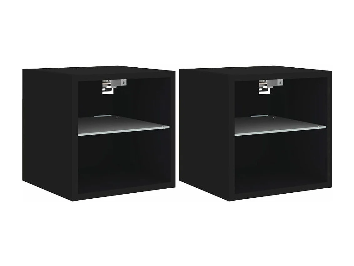 Móveis de parede p/ TV com luzes LED 2 pcs 30x28,5x30 cm preto PT758295
