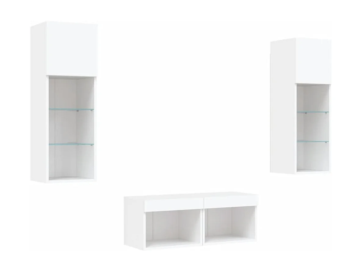 4 pcs móveis de parede para TV com luzes LED branco PT255056