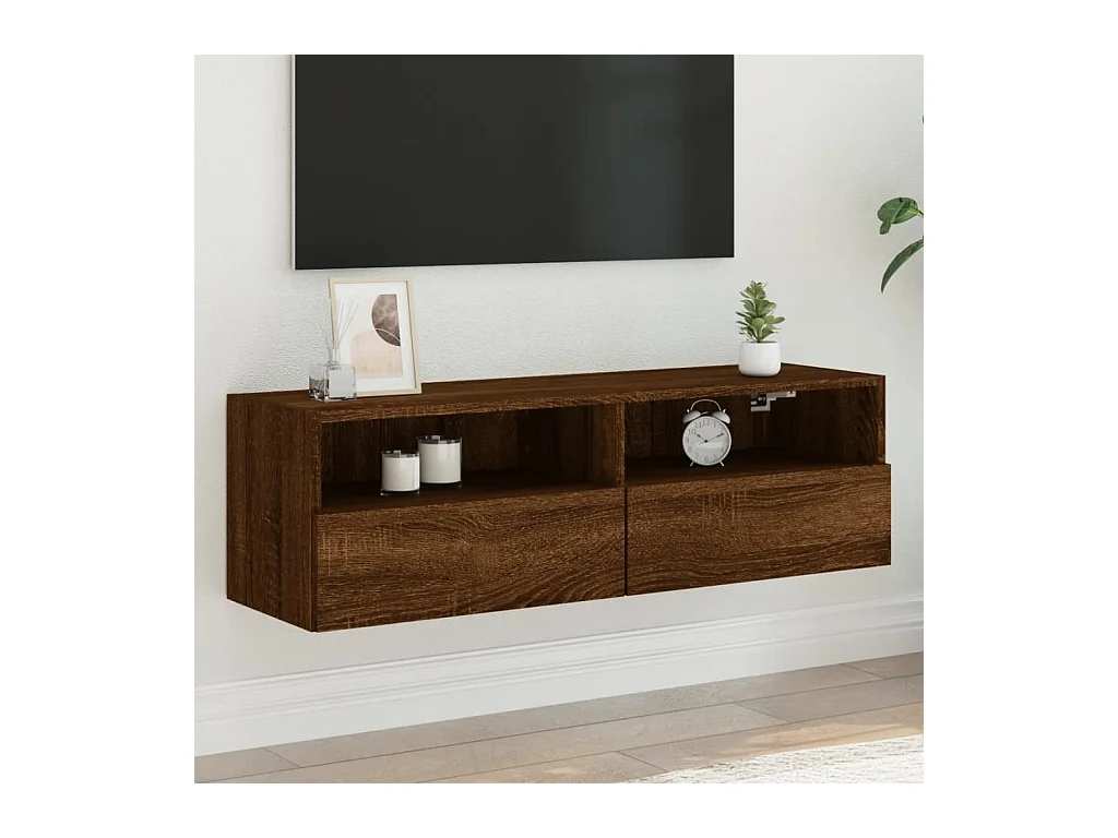 Tv-wandmeubel 100x30x30 cm bewerkt hout bruin eikenkleur NL807812