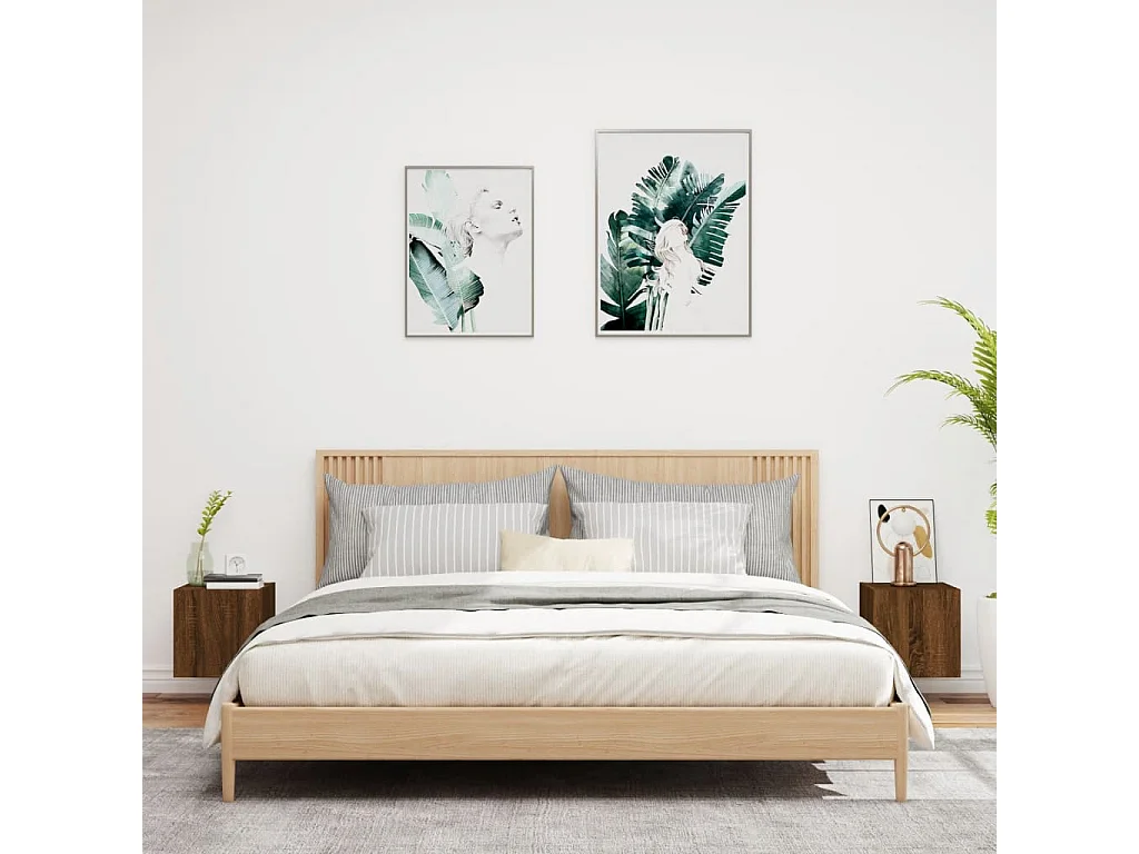 Muebles TV de pared luces LED 2 uds roble marrón 30,5x35x30 cm ES32975