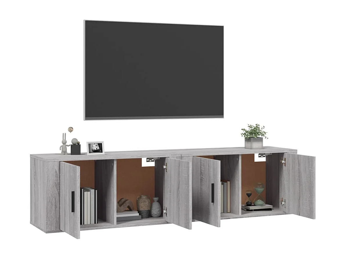 Meubles TV muraux 2 pcs sonoma gris 80x34,5x40 cm WET7239