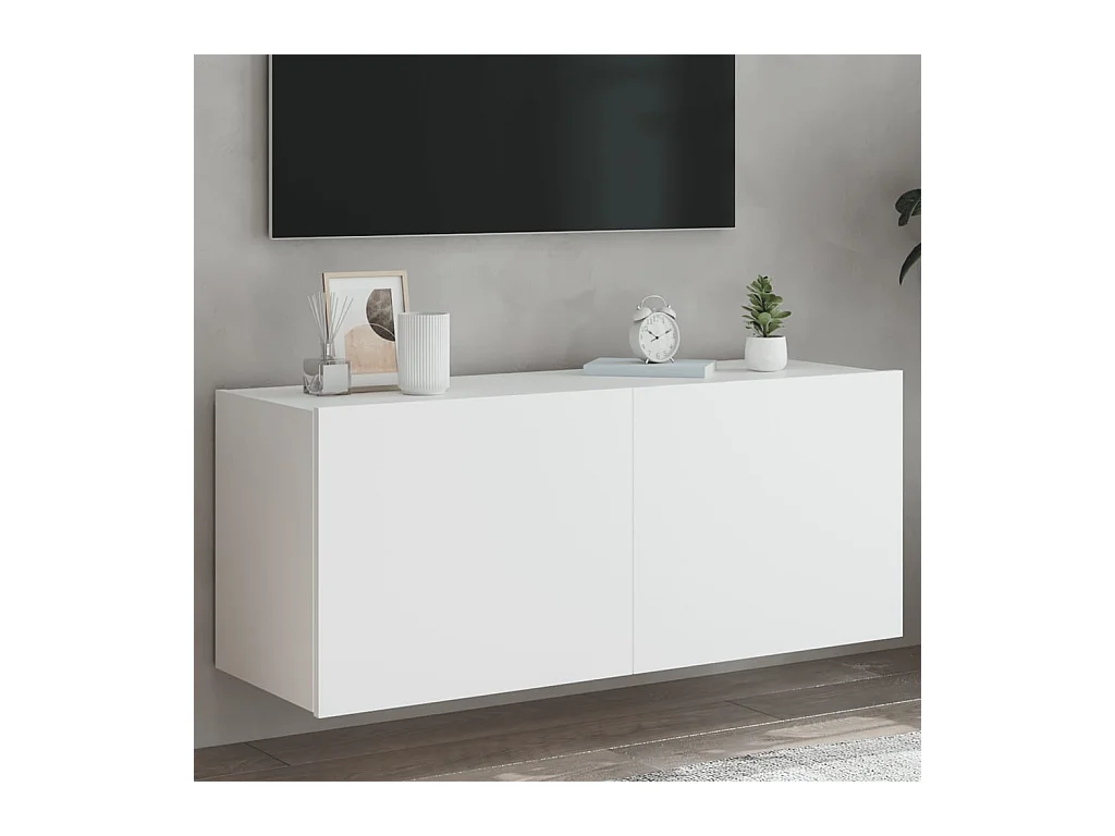 Meuble TV mural avec lumières LED blanc 100x35x41 cm WET2580