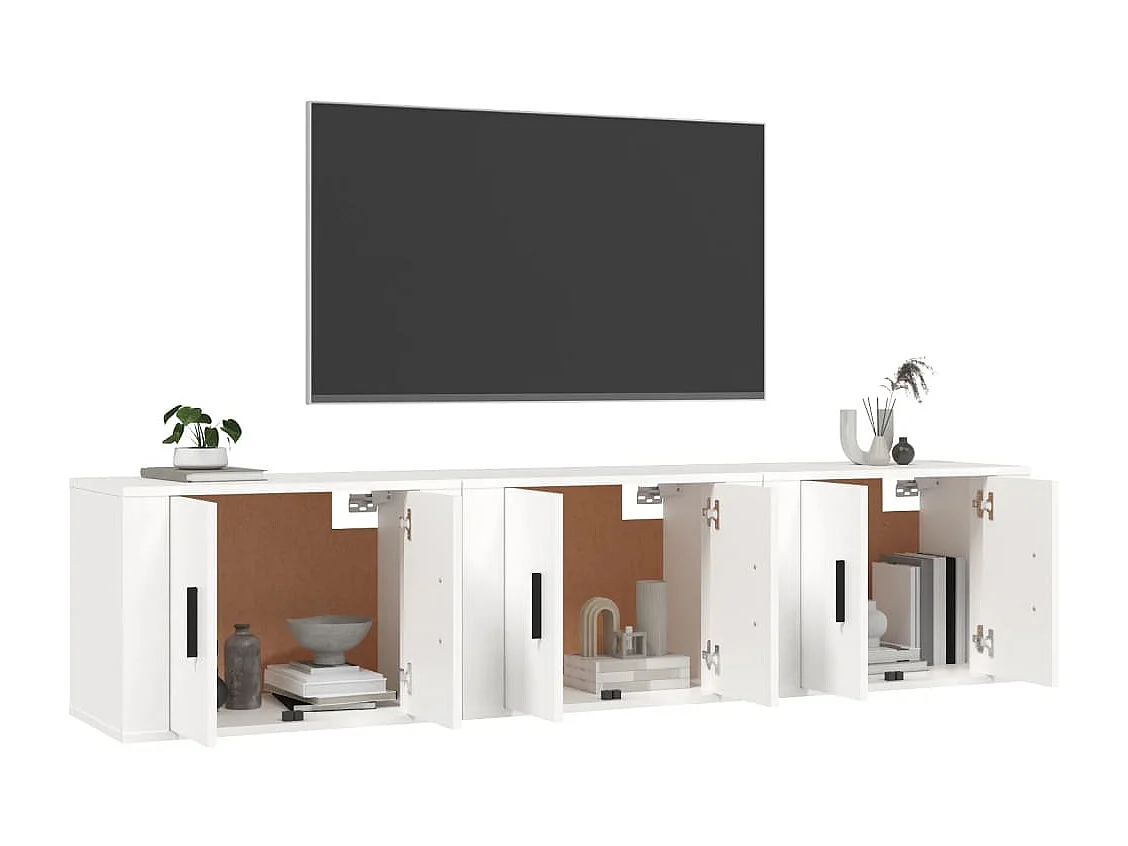 Meubles TV muraux 3 pcs blanc 57x34,5x40 cm WET2933