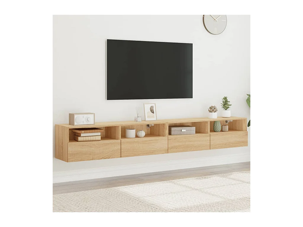 Meubles TV muraux 2pcs chêne sonoma 100x30x30cm bois ingénierie WET1624