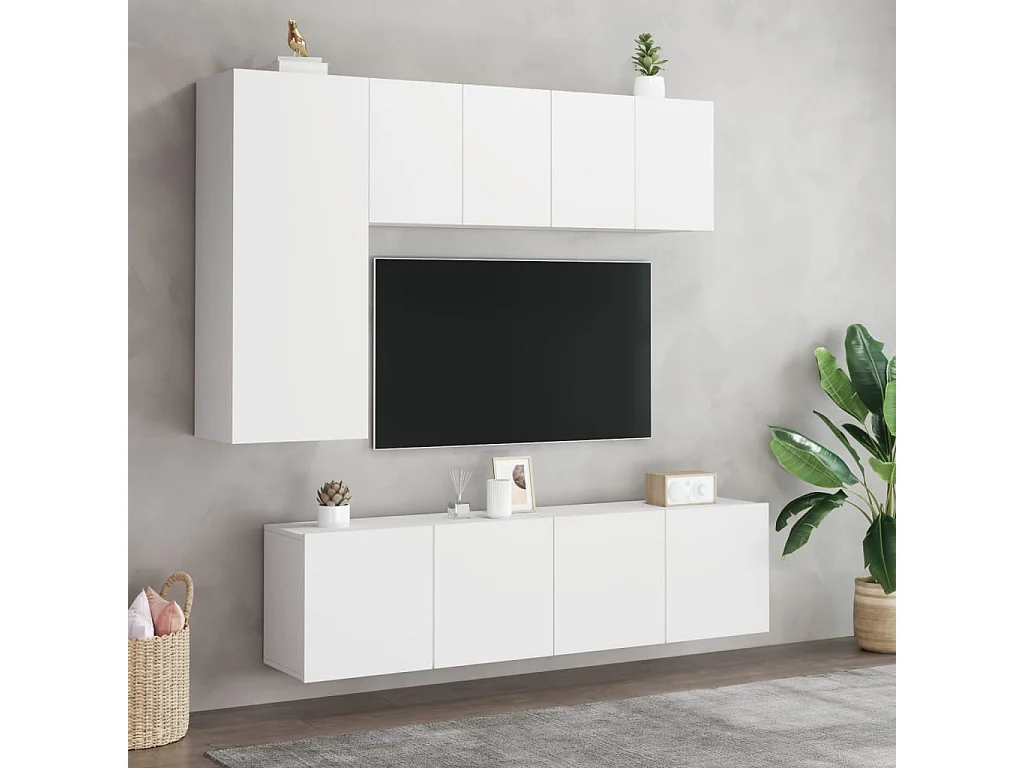 Meubles TV muraux 2 pcs blanc 60x30x41 cm WET9458