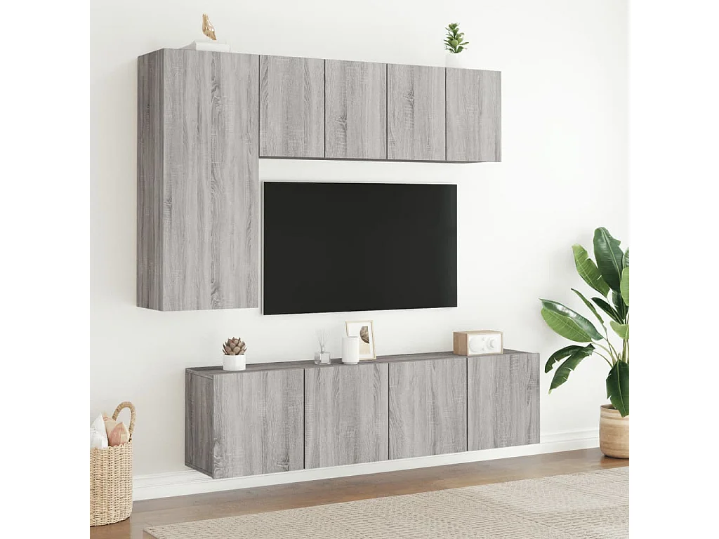 Tv-meubels 2 st wandgemonteerd 60x30x41 cm grijs sonoma eiken NL379608