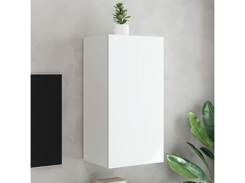 Meuble TV mural avec lumières LED blanc 40,5x35x80 cm WET6686