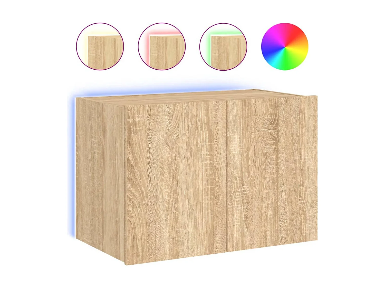 Mueble TV de pared con luces LED roble Sonoma 60x35x41 cm ES43906