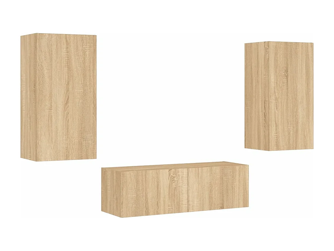 Muebles TV de pared con luces LED 3 piezas roble Sonoma ES53205