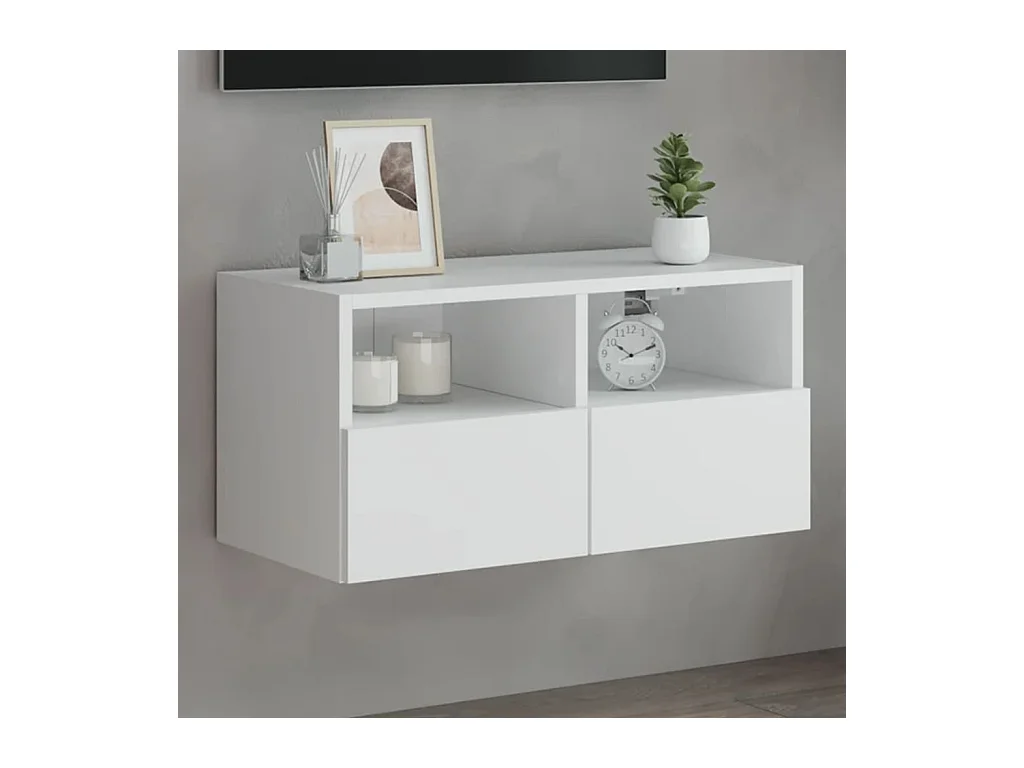 Meuble TV mural blanc 60x30x30 cm bois d'ingénierie WET4740
