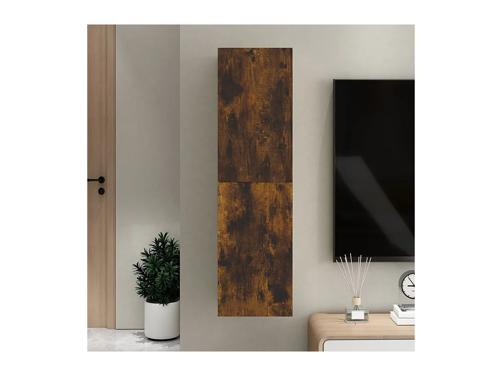 Meuble TV mural Chêne fumé 30,5x30x110 cm WET2372