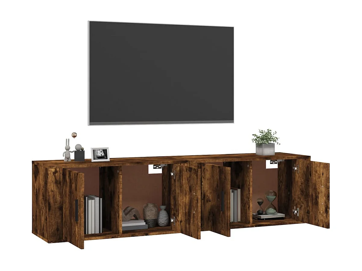 Muebles para TV de pared 2 uds roble ahumado 80x34,5x40 cm ES36069