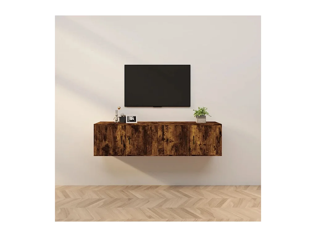 Meubles TV muraux 2 pcs chêne fumé 80x34,5x40 cm WET1116