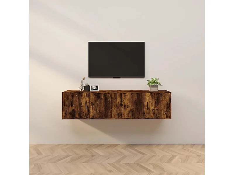 Meubles TV muraux 2 pcs chêne fumé 80x34,5x40 cm WET1116