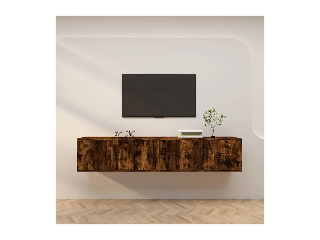 Meubles TV muraux 2 pcs chêne fumé 100x34,5x40 cm WET8214