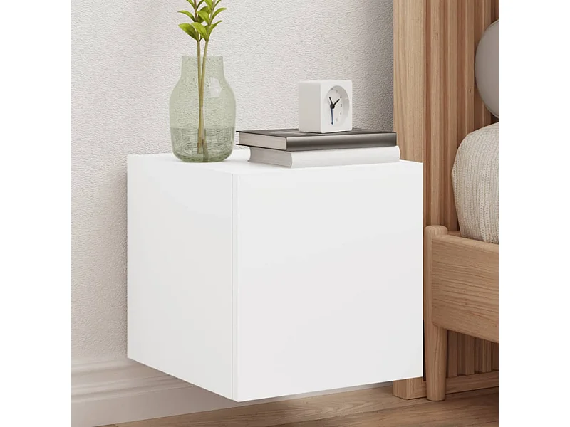 Meubles TV muraux avec lumières LED 2 pcs blanc 30,5x35x30 cm WET9911