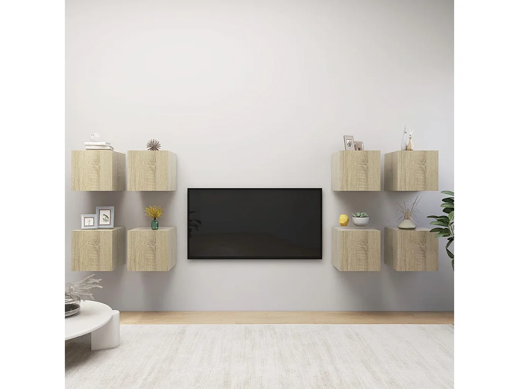 Tv-wandmeubelen 8 st 30,5x30x30 cm sonoma eikenkleurig NL210498