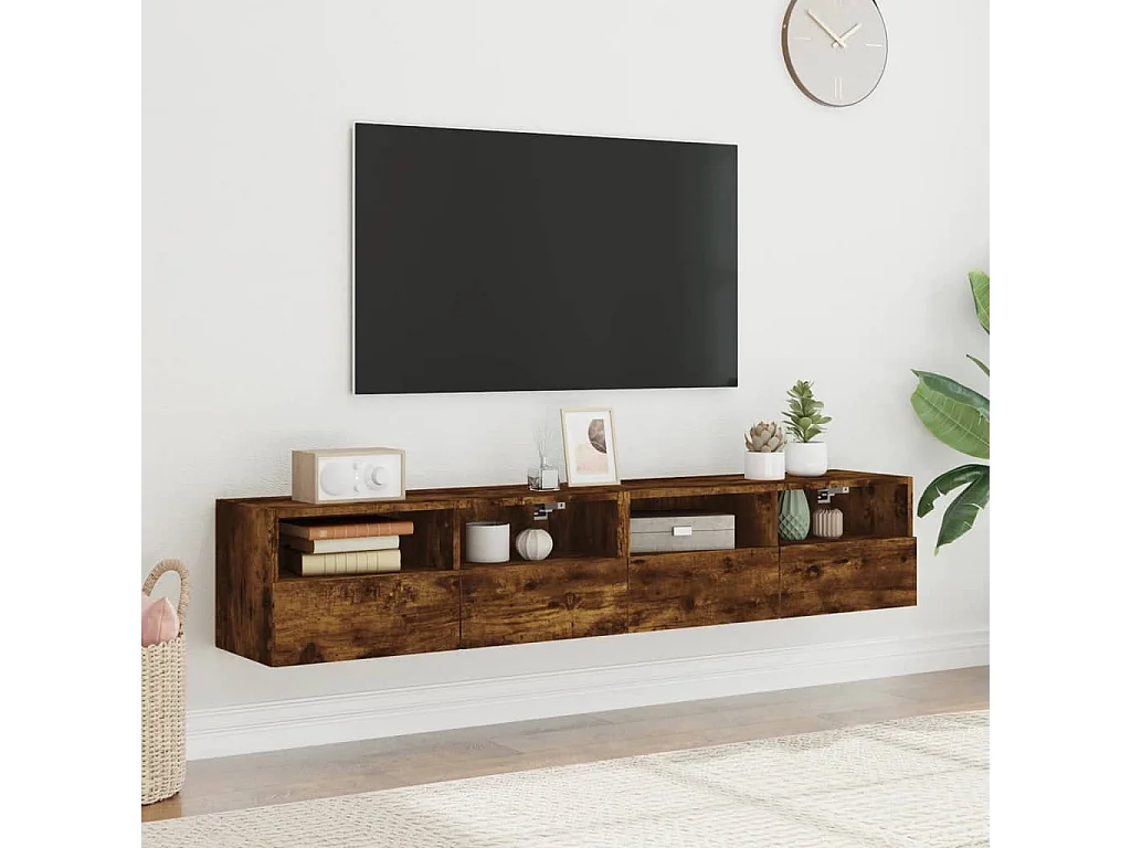 Móveis parede TV 2pcs 80x30x30cm deriv. madeira carvalho fumado PT811849
