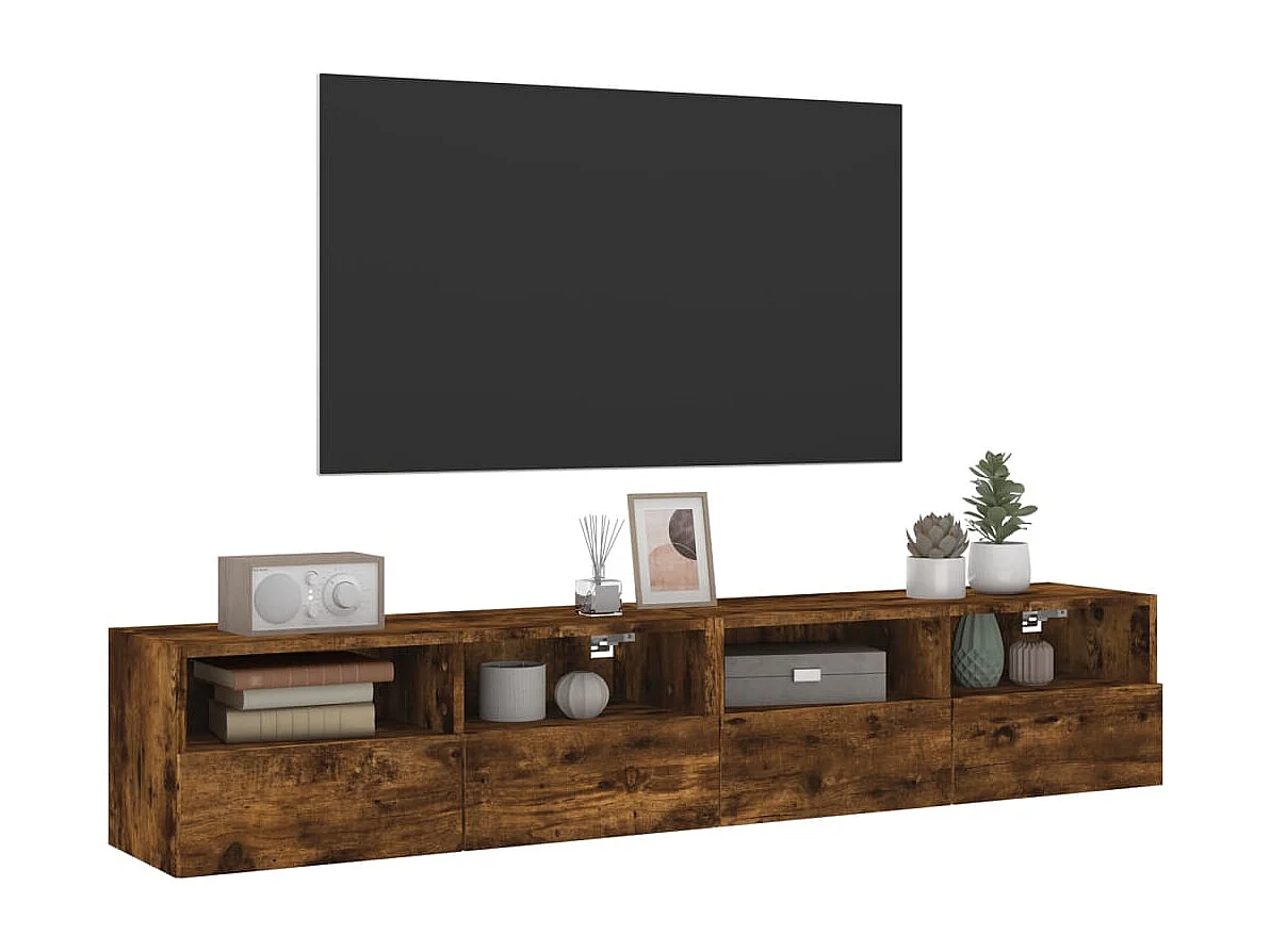 Móveis parede TV 2pcs 80x30x30cm deriv. madeira carvalho fumado PT811849