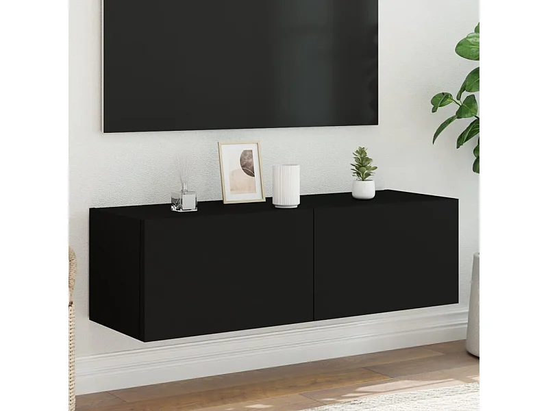 TV-Wandschrank,TV-Hängeschrank mit LED-Leuchten Schwarz 100x35x31 cm -gkd232745