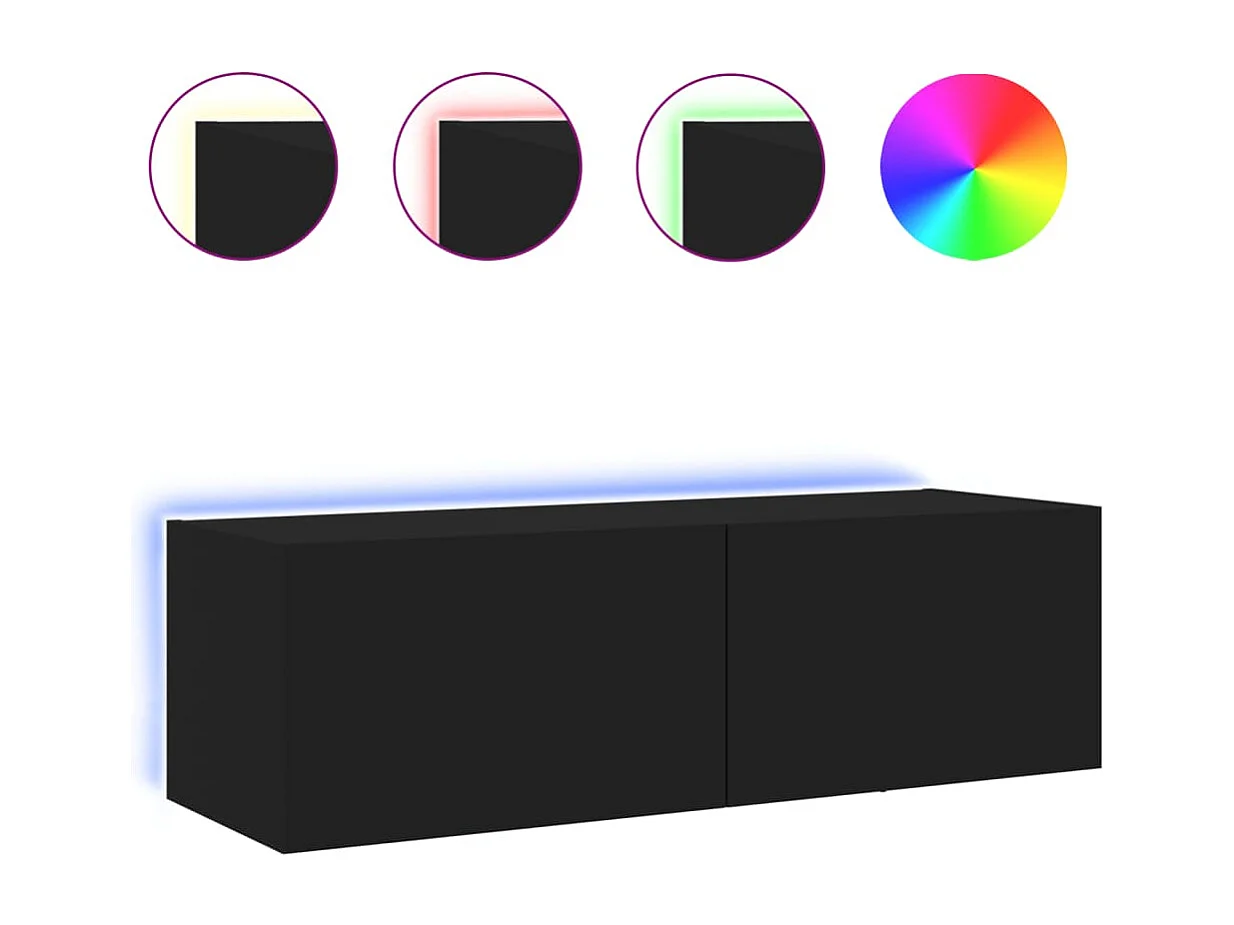 TV-Wandschrank,TV-Hängeschrank mit LED-Leuchten Schwarz 100x35x31 cm -gkd232745