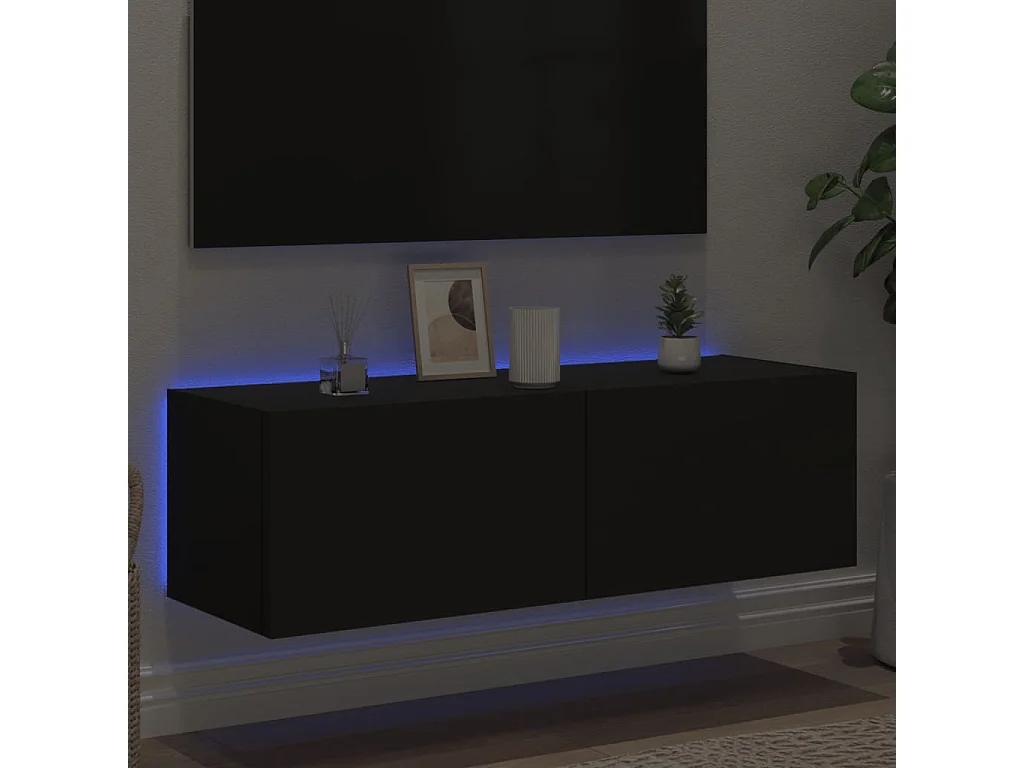 TV-Wandschrank,TV-Hängeschrank mit LED-Leuchten Schwarz 100x35x31 cm -gkd232745