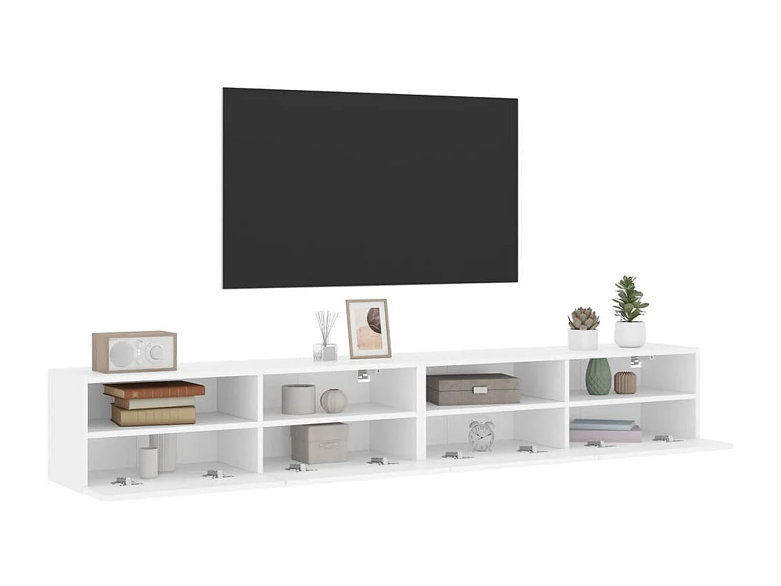 Móvel parede p/ TV 2 pcs 100x30x30 cm derivados madeira branco PT187252