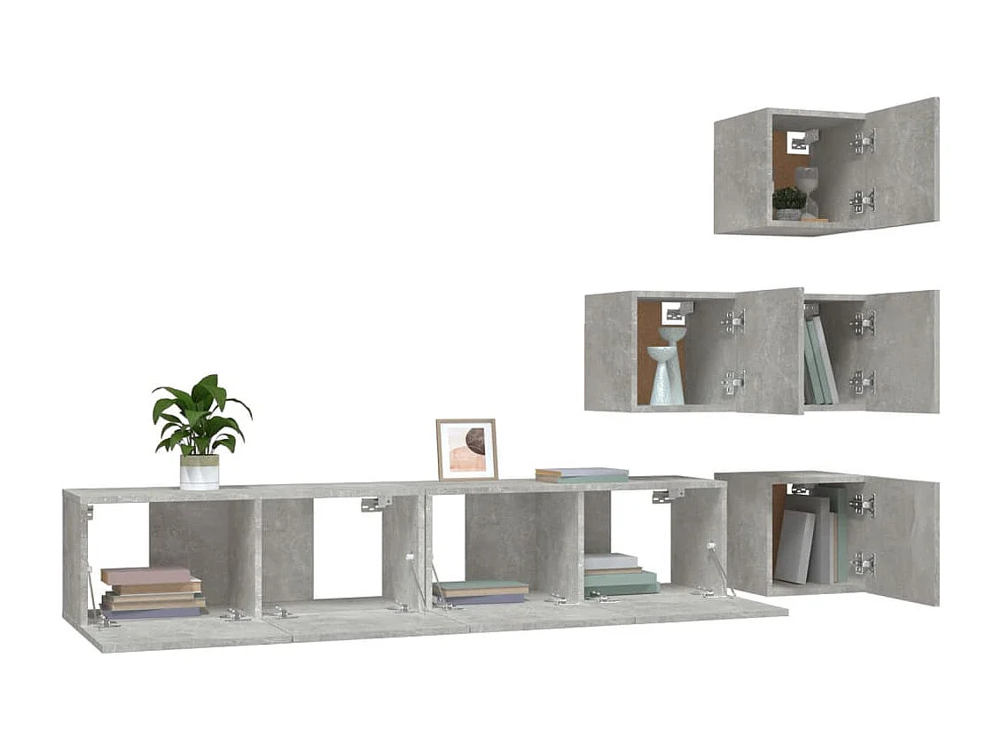 Tv-wandmeubel bewerkt hout betongrijs NL190174