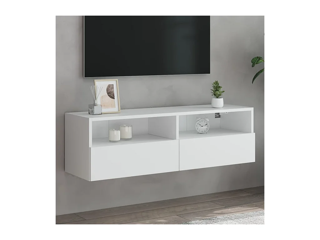 Meuble TV mural blanc 100x30x30 cm bois d'ingénierie WET1867