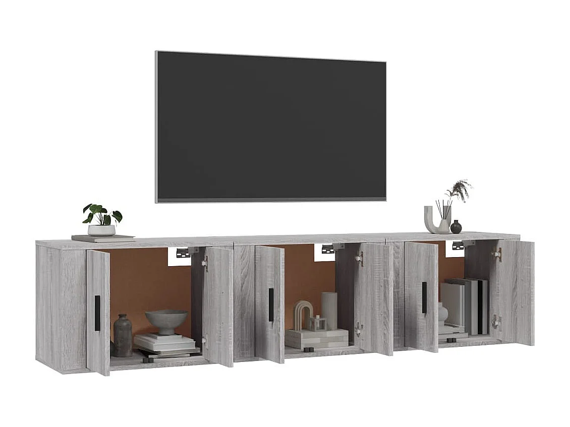 Meubles TV muraux 3 pcs sonoma gris 57x34,5x40 cm WET8314