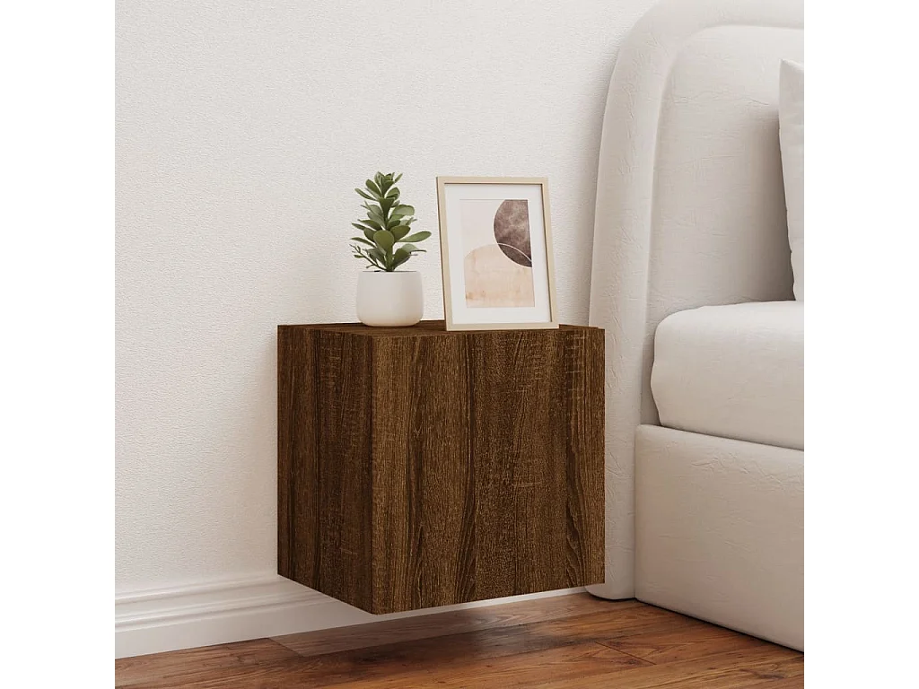 Mueble TV de pared con luces LED marrón roble 40,5x35x40 cm ES91755
