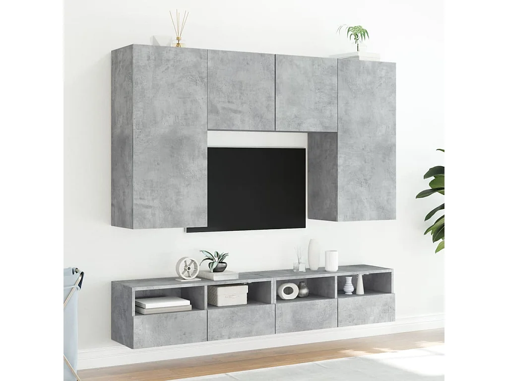 Meuble TV mural gris béton 80x30x30 cm bois d'ingénierie WET5092