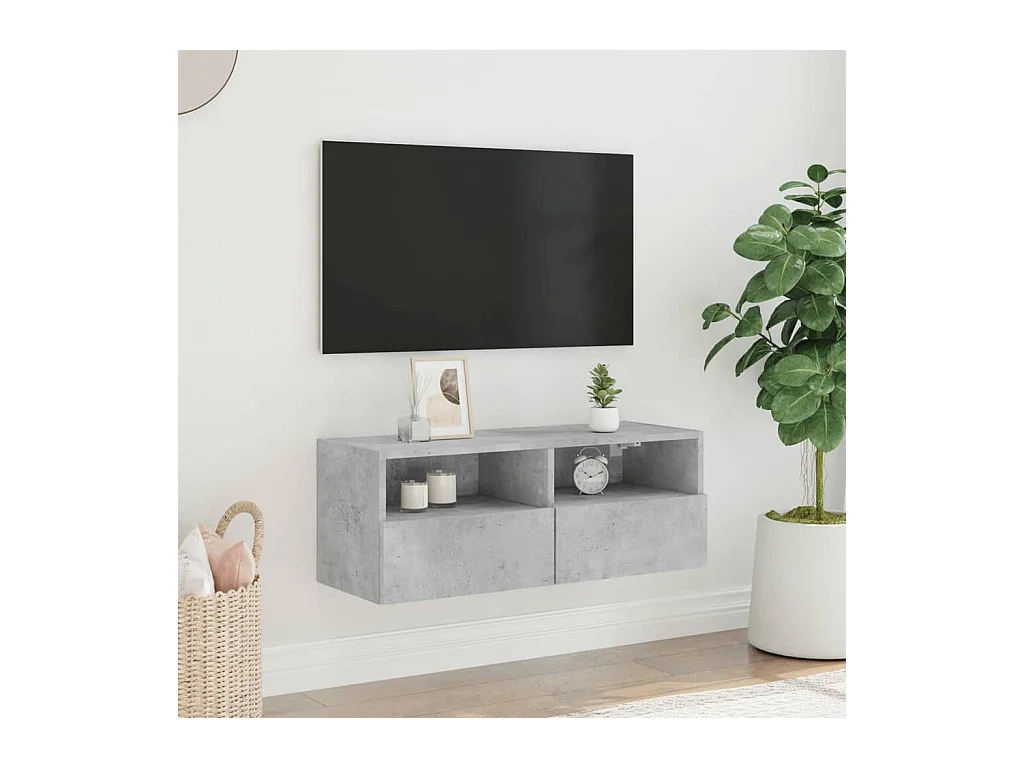 Tv-wandmeubel 80x30x30 cm bewerkt hout betongrijs NL237283