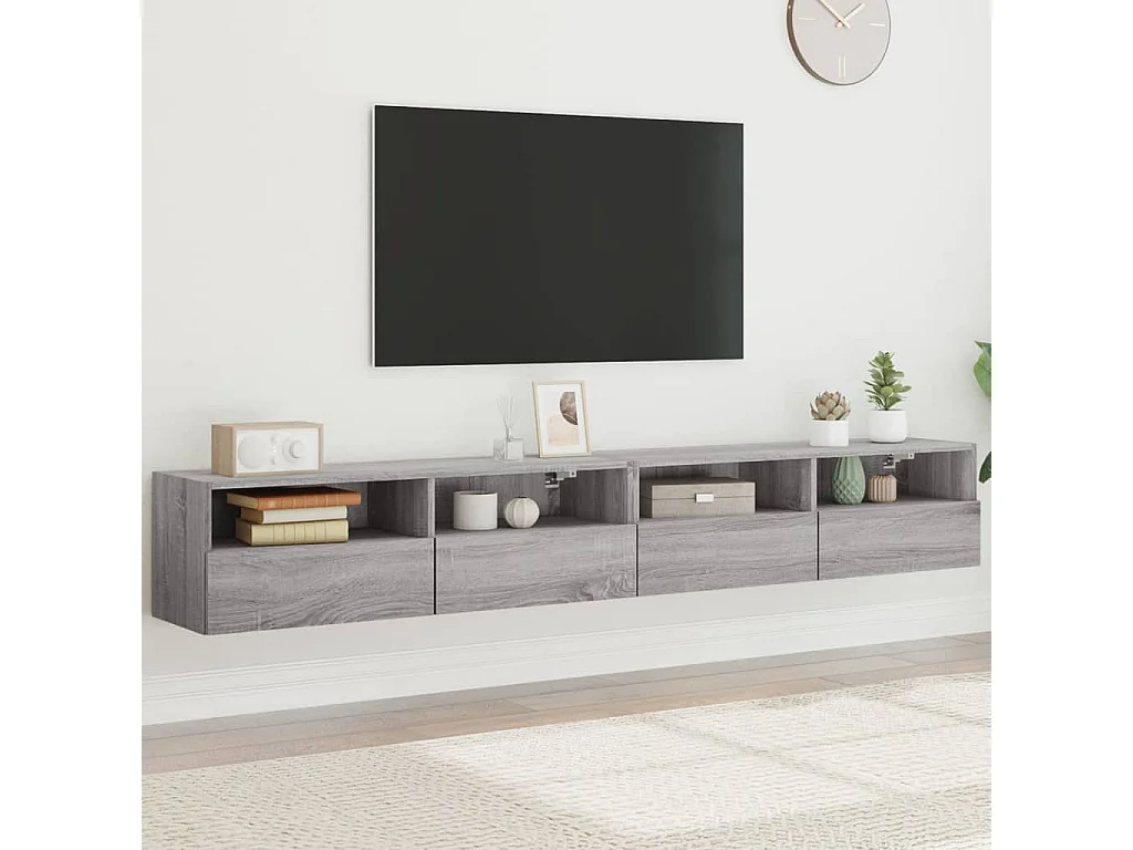 Meubles TV muraux 2pcs sonoma gris 100x30x30 cm bois ingénierie WET2933