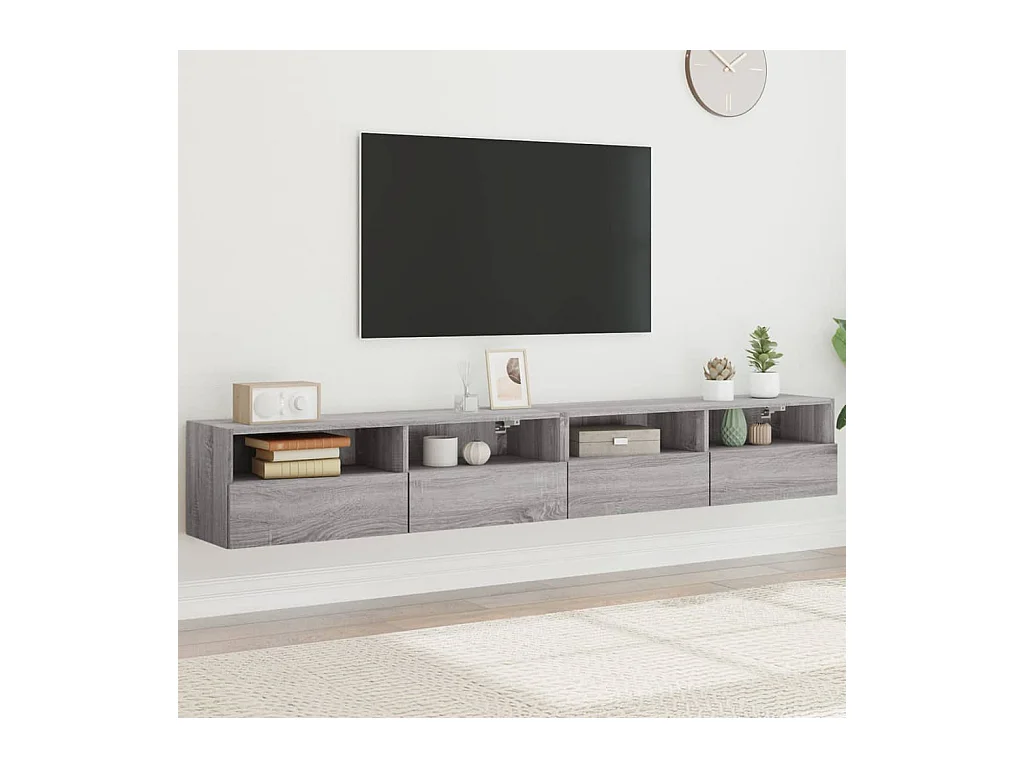 Meubles TV muraux 2pcs sonoma gris 100x30x30 cm bois ingénierie WET2933