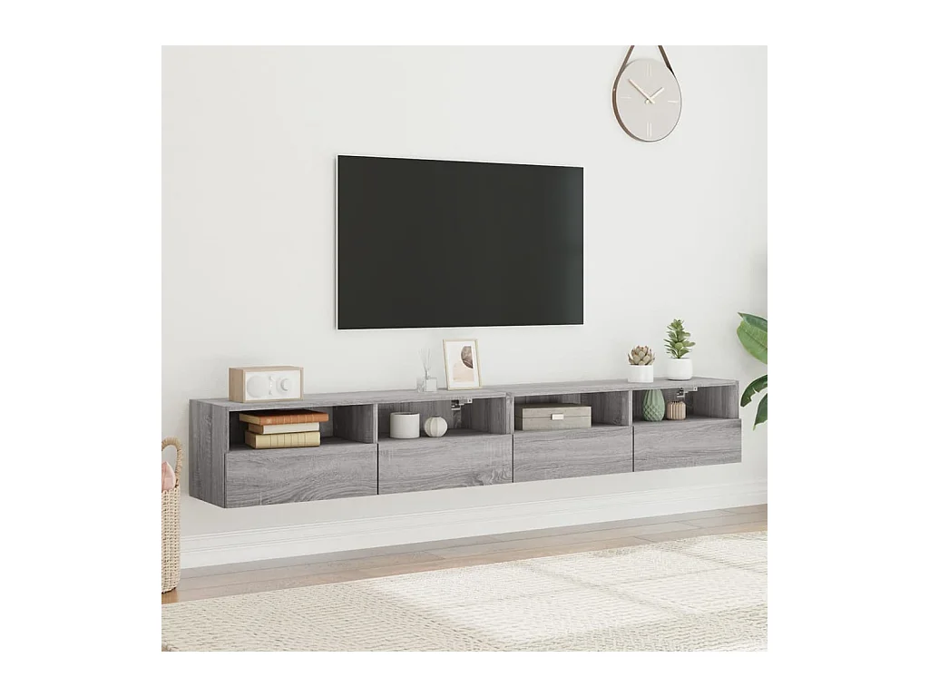 Muebles de pared para TV 2 uds madera gris Sonoma 100x30x30 cm ES34240