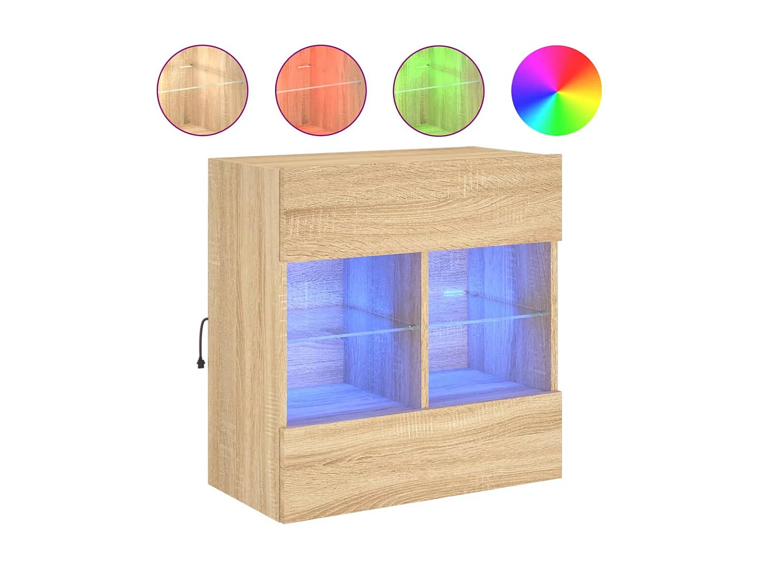 Móvel parede p/ TV c/ luzes LED 58,5x30x60,5cm carvalho sonoma PT180084