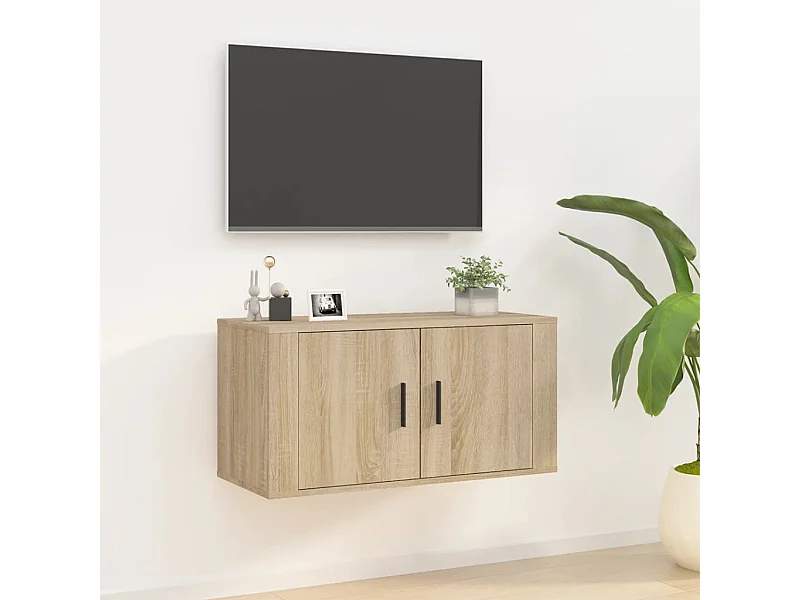 Mueble TV de pared roble Sonoma 80x34,5x40 cm ES70671